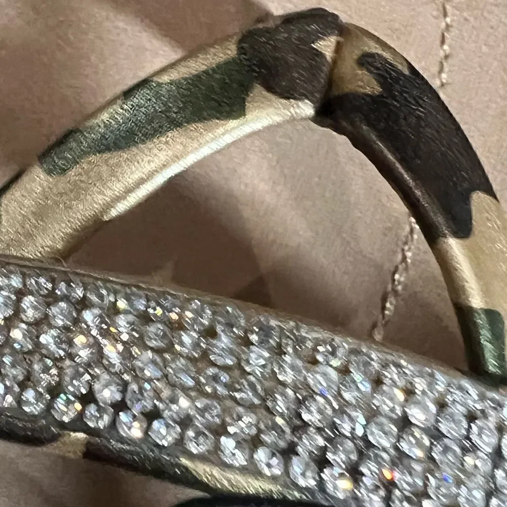 Seven 7 sandals Carmel gold camouflage rhinestones size 8